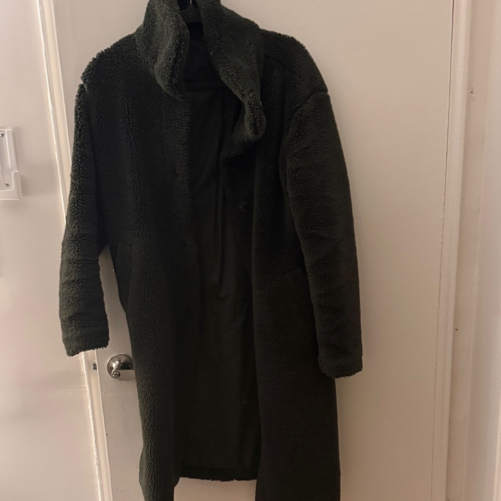 Gap Dark Green Long Teddy Coat